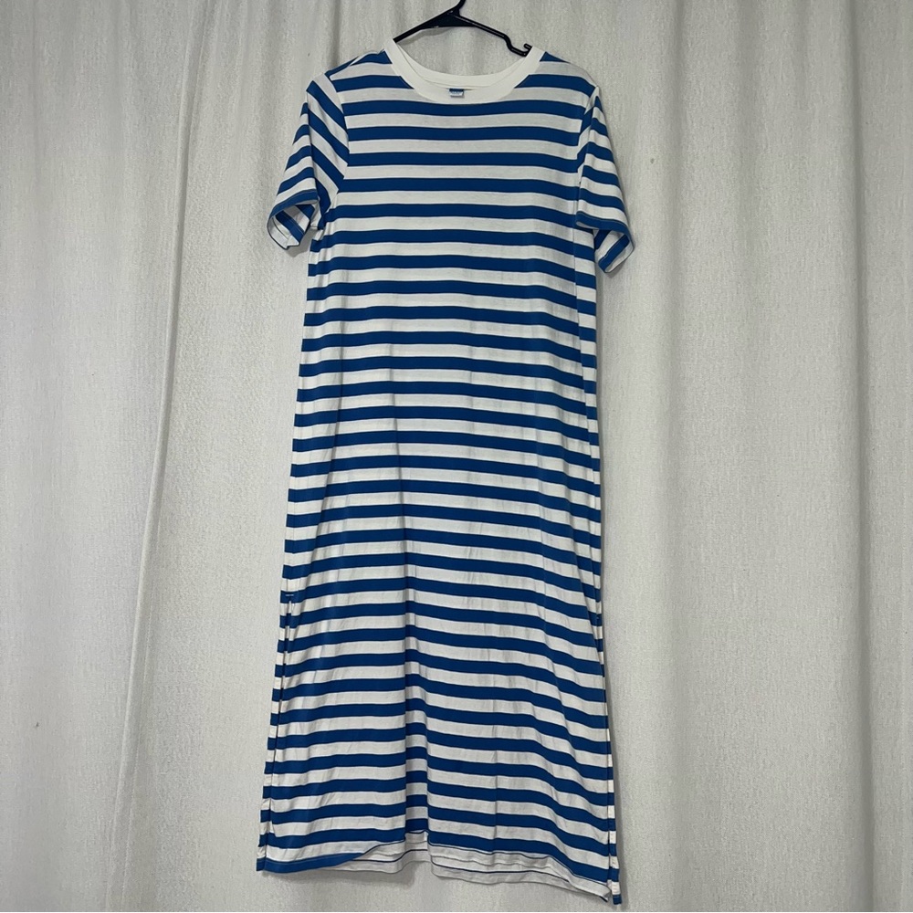 Old Navy Blue Striped Vintage T Shirt Maxi Dress Petite